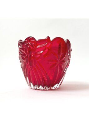 Gorham Holiday Traditions Angels of Peace Red Glass Votive Candle Holder